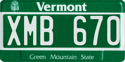 VT license plate XMB670