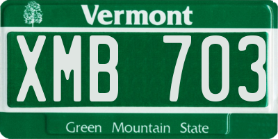VT license plate XMB703