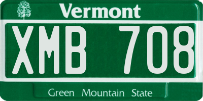 VT license plate XMB708