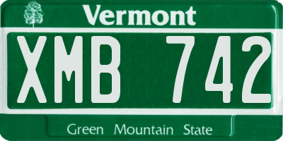 VT license plate XMB742