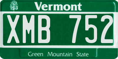 VT license plate XMB752