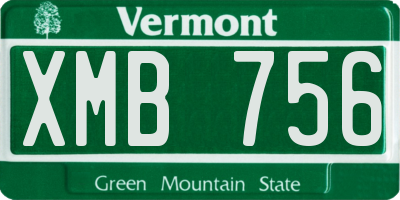 VT license plate XMB756