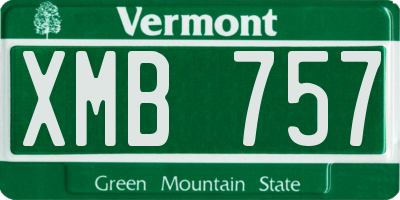 VT license plate XMB757