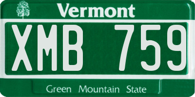 VT license plate XMB759