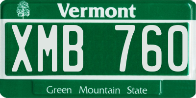 VT license plate XMB760