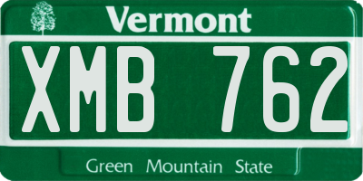 VT license plate XMB762