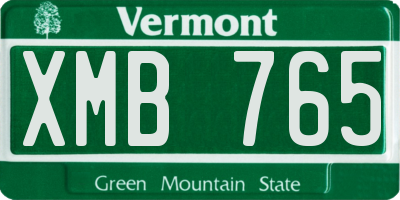 VT license plate XMB765