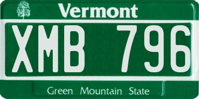 VT license plate XMB796