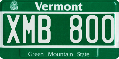 VT license plate XMB800