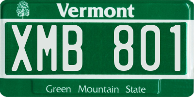VT license plate XMB801