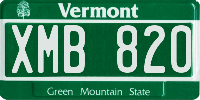 VT license plate XMB820
