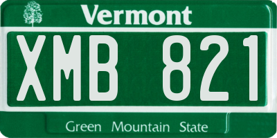 VT license plate XMB821