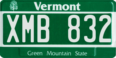 VT license plate XMB832