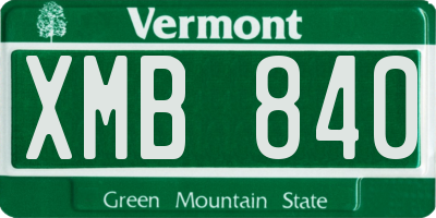 VT license plate XMB840