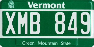 VT license plate XMB849