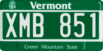 VT license plate XMB851