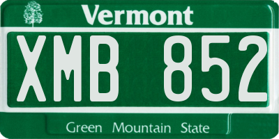 VT license plate XMB852