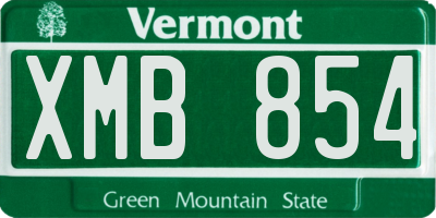 VT license plate XMB854