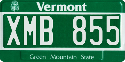 VT license plate XMB855