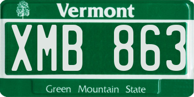 VT license plate XMB863