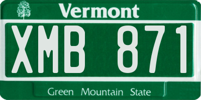 VT license plate XMB871