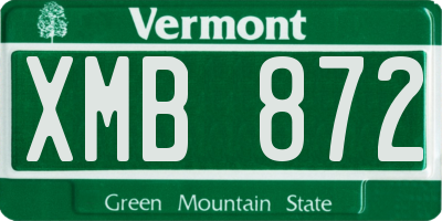 VT license plate XMB872