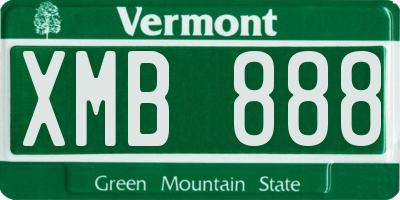 VT license plate XMB888