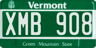 VT license plate XMB908