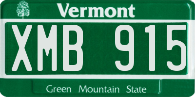 VT license plate XMB915