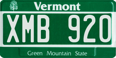 VT license plate XMB920