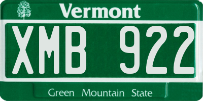 VT license plate XMB922