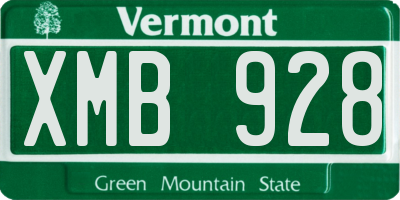 VT license plate XMB928