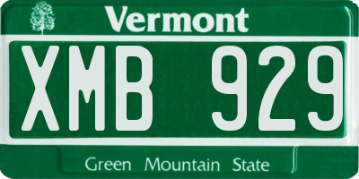 VT license plate XMB929