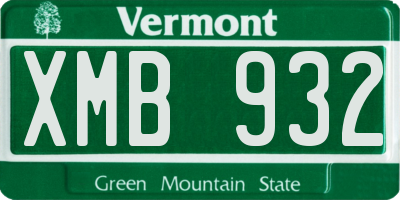 VT license plate XMB932