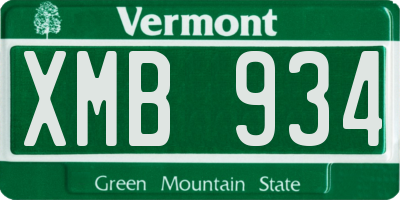 VT license plate XMB934