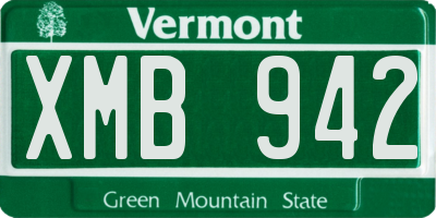 VT license plate XMB942