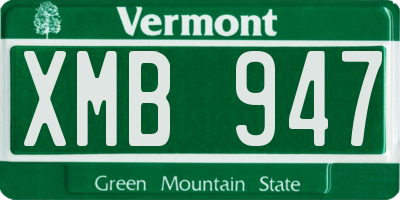 VT license plate XMB947