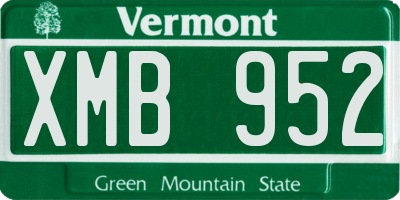 VT license plate XMB952
