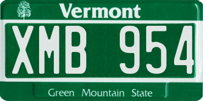 VT license plate XMB954
