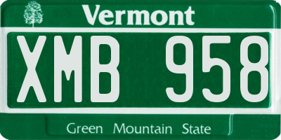 VT license plate XMB958