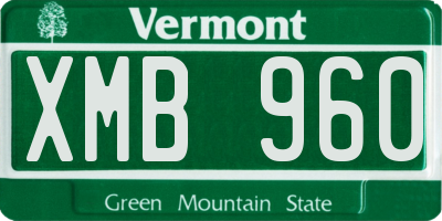 VT license plate XMB960