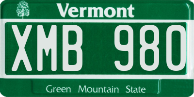 VT license plate XMB980