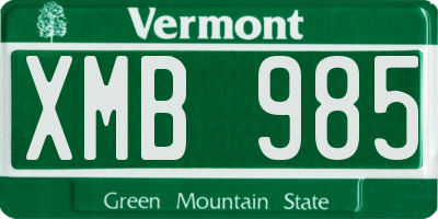 VT license plate XMB985