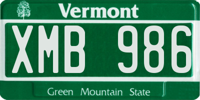 VT license plate XMB986