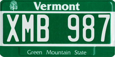 VT license plate XMB987