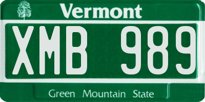 VT license plate XMB989