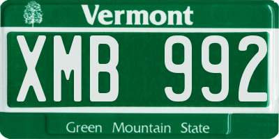 VT license plate XMB992