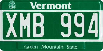 VT license plate XMB994