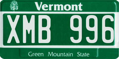VT license plate XMB996