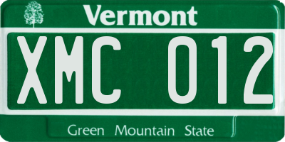 VT license plate XMC012